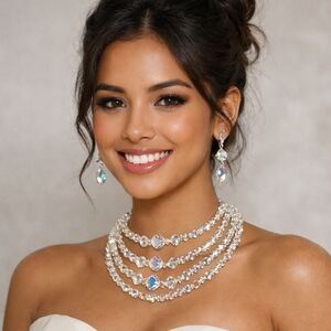 Vintage Aurora Borealis 4‎ Strand Necklace Choker